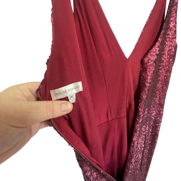 DRESS THE POPULATION Women’s Harper Berry Sequin Mermaid Gown XL - Picture 6 of 6